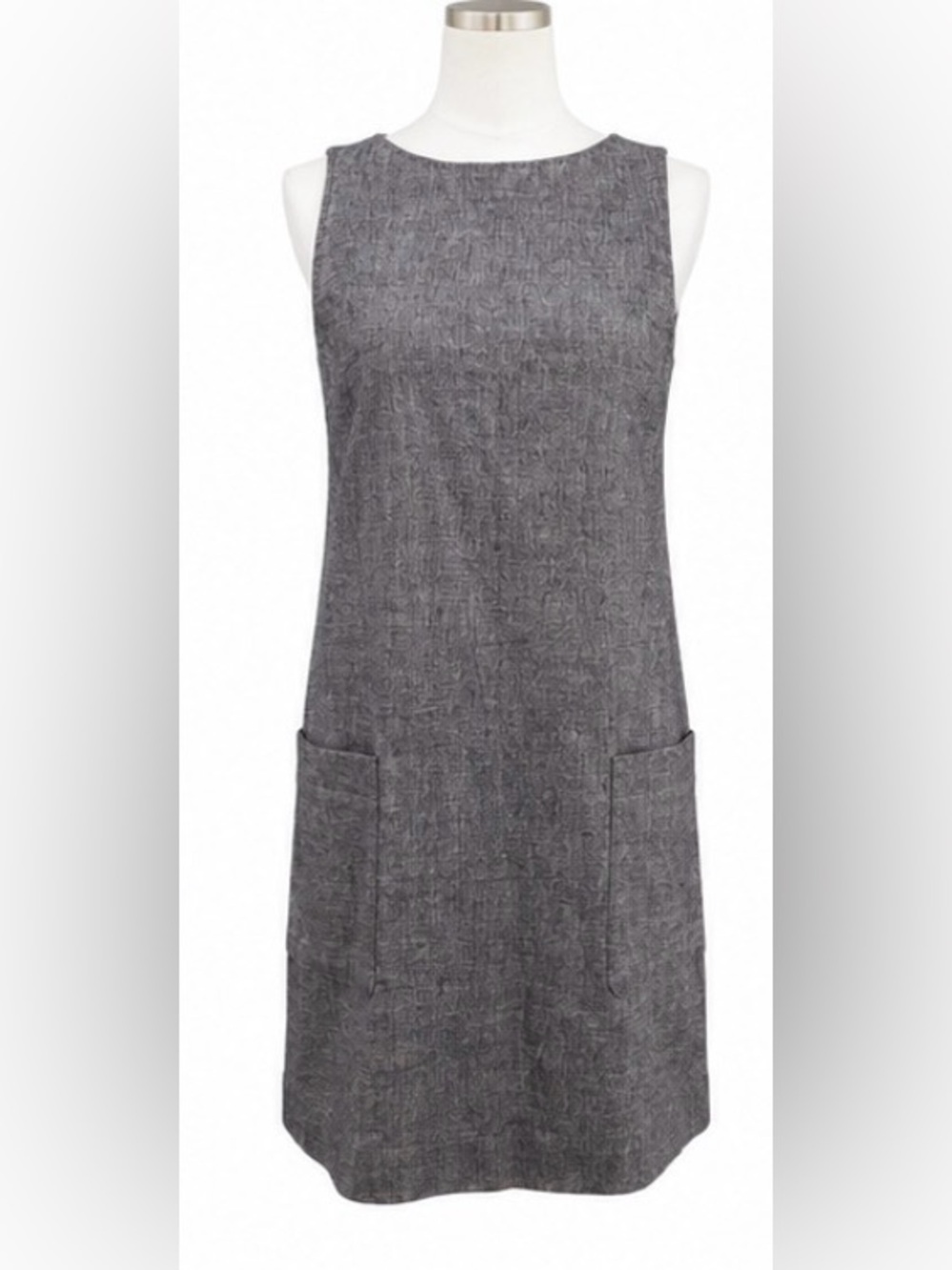Theory Mod Shift Eco Sharkskin Linen Blend Dress Gray Size 8